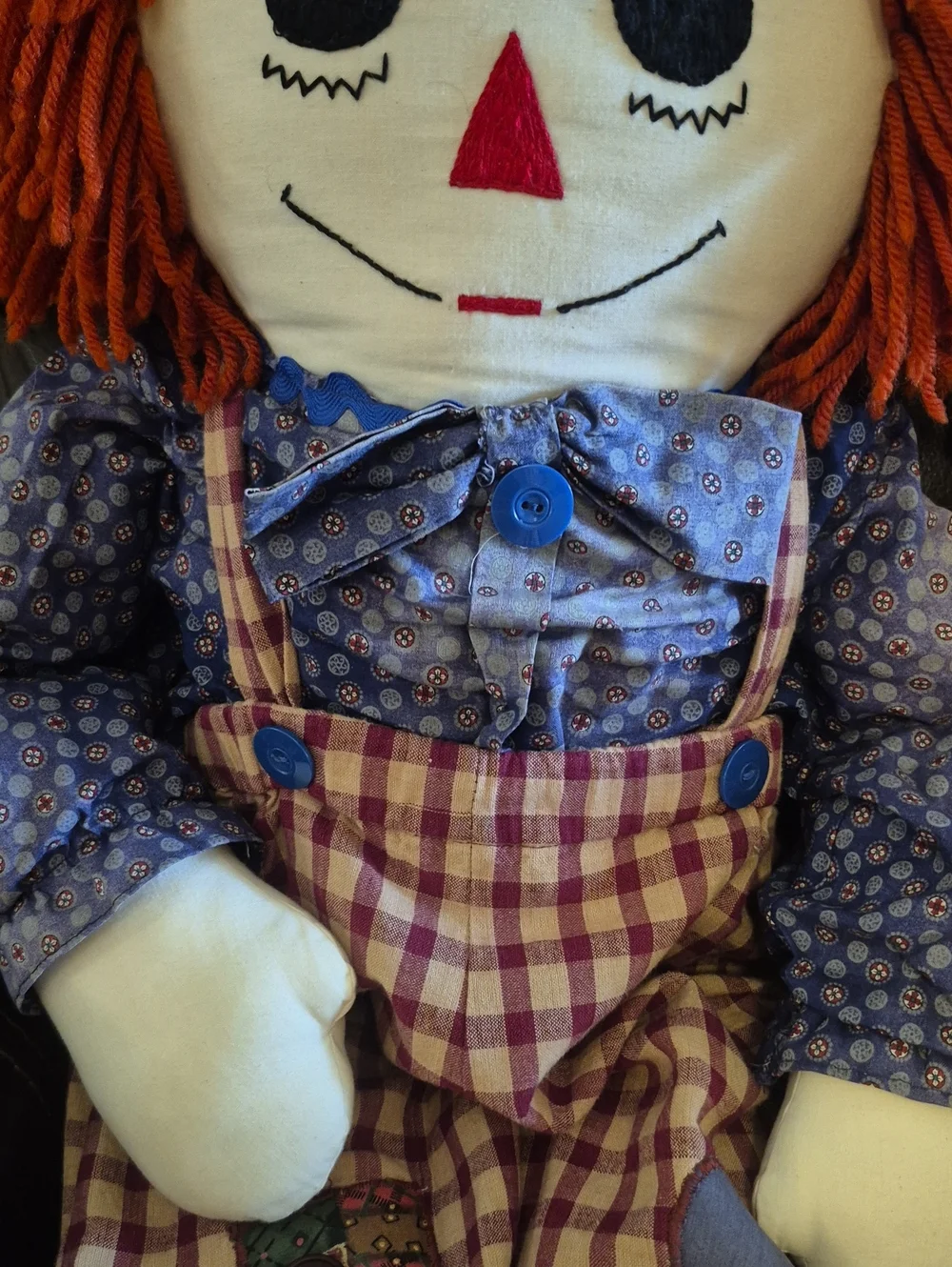 Raggedy Ann Andy Large Dolls Vintage Style Yarn Hair Cotton Clothes 70s 80s 36